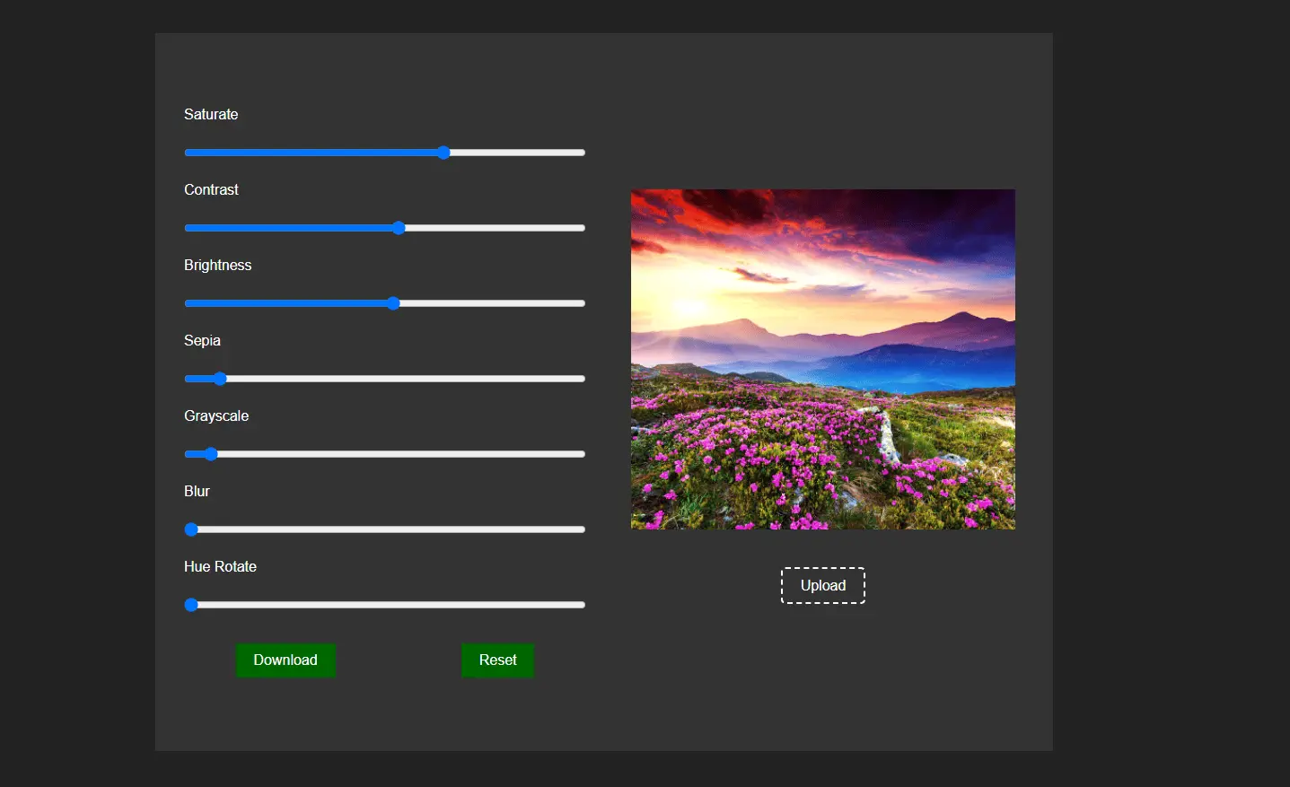 JavaScript Image Editor with Filters
