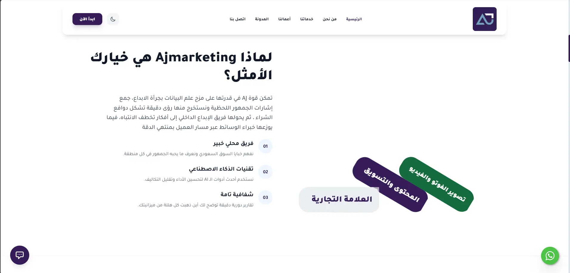 AjMarketing Website with AI & WhatsApp Automation screenshot 1