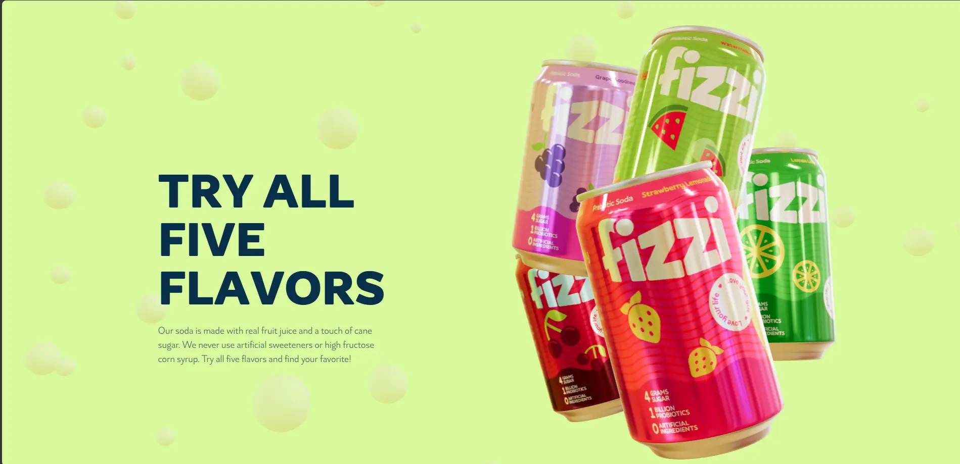 Fizzi - A 3D Interactive Soda Landing Page screenshot 1
