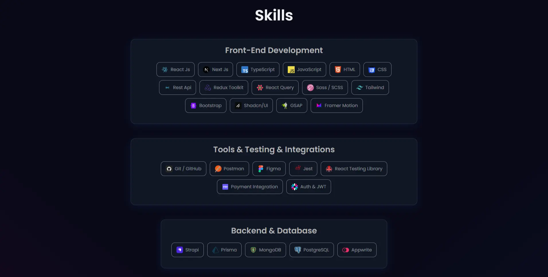 Previous Personal Portfolio screenshot 1