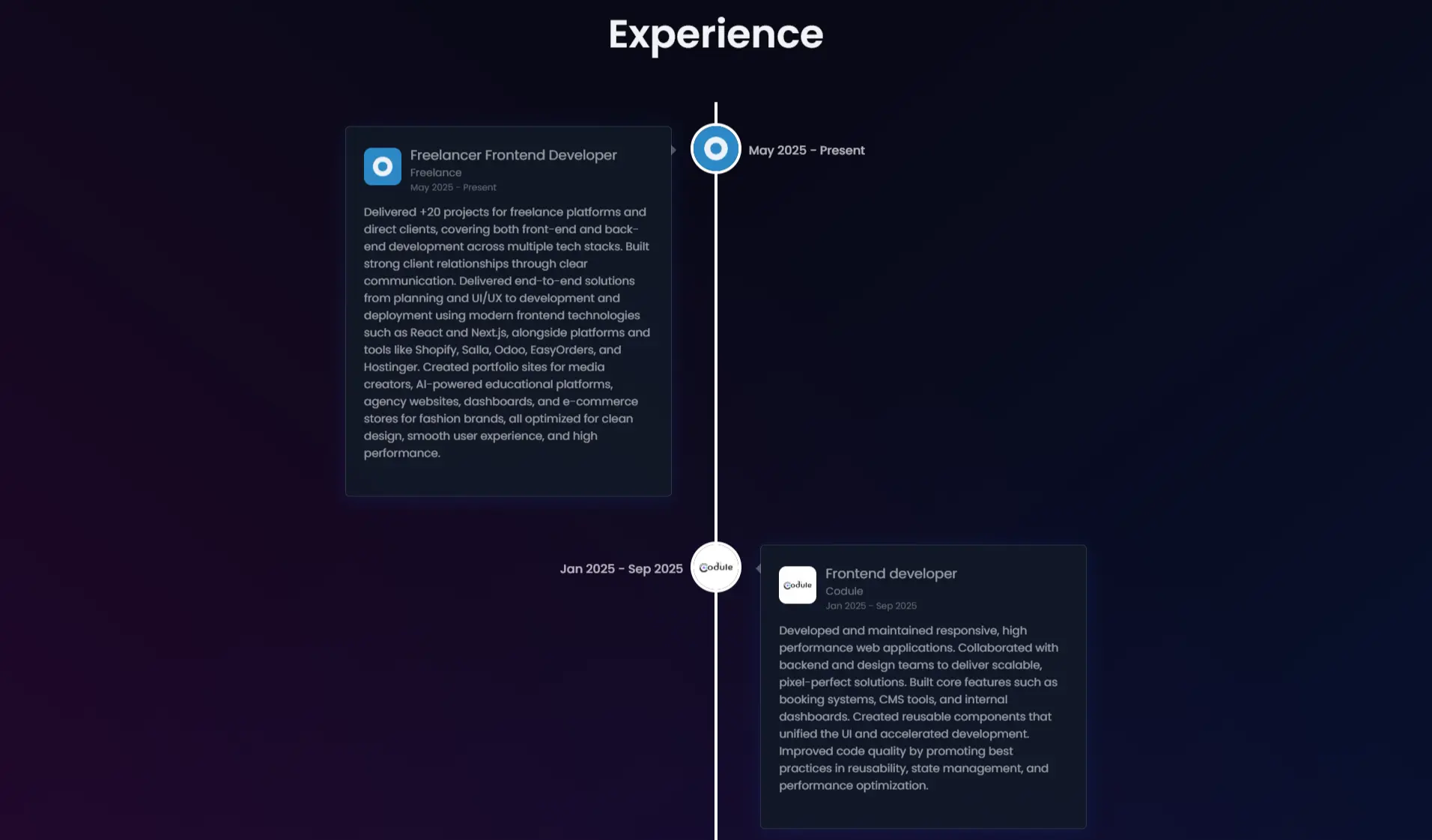 Previous Personal Portfolio screenshot 2