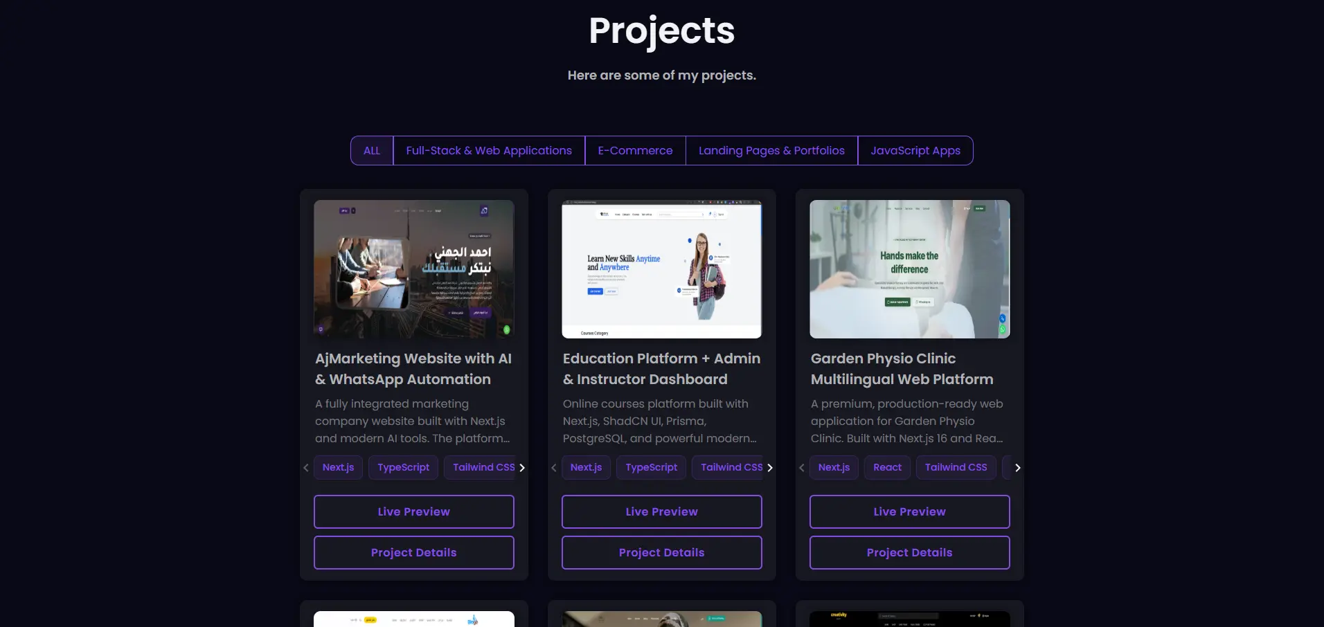 Previous Personal Portfolio screenshot 3