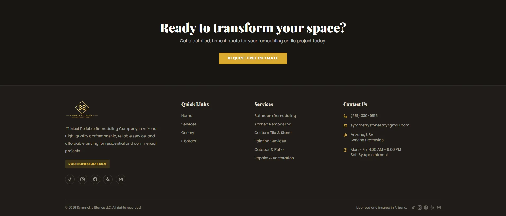 Symmetry Stones – Corporate Website for Remodeling Contractor screenshot 4